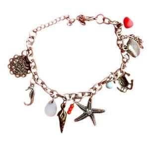 Charm bracelet starfish seahorse hippie bangles womens